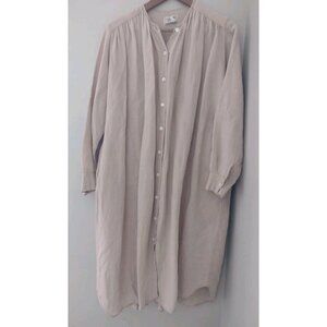 Mille Resort & Travel Jasmine Midi Shirt Dress Size Est Small Medium Tan Linen